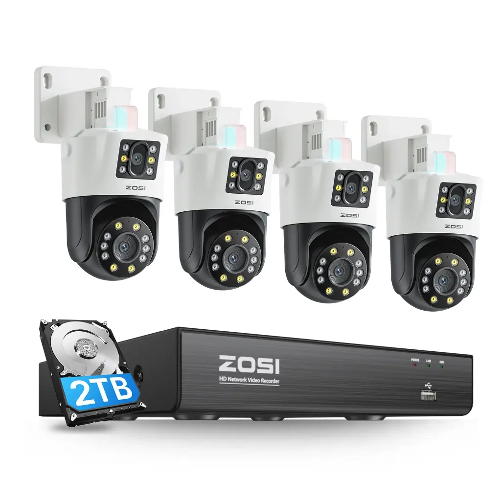 PTZ PoE Dual Kamera Set 2x4MP mit NVR und 2TB HDD