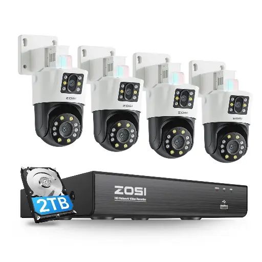 PTZ PoE Dual Kamera Set 2x4MP mit NVR und 2TB HDD