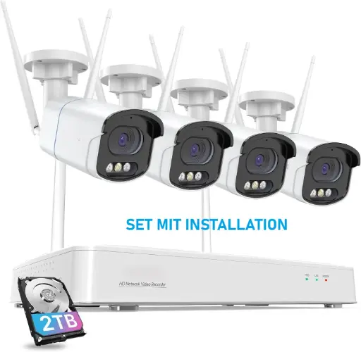 2 Kamera 4MP WLAN Videoüberwachungssystem + Installation